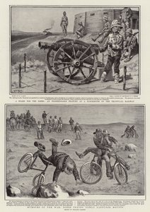 Uma armadilha para os bôeres, um recurso indispensável em um Blockhouse na Ferrovia Transvaal, os humores da guerra, Boers tentando montagens recém-capturados